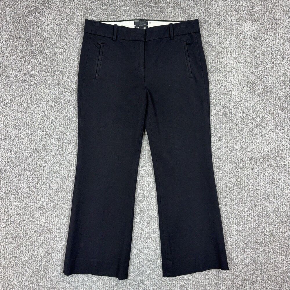 J Crew Pants Womens 6 Black Teddie Wide Leg Crop Twill Dress Trousers Office